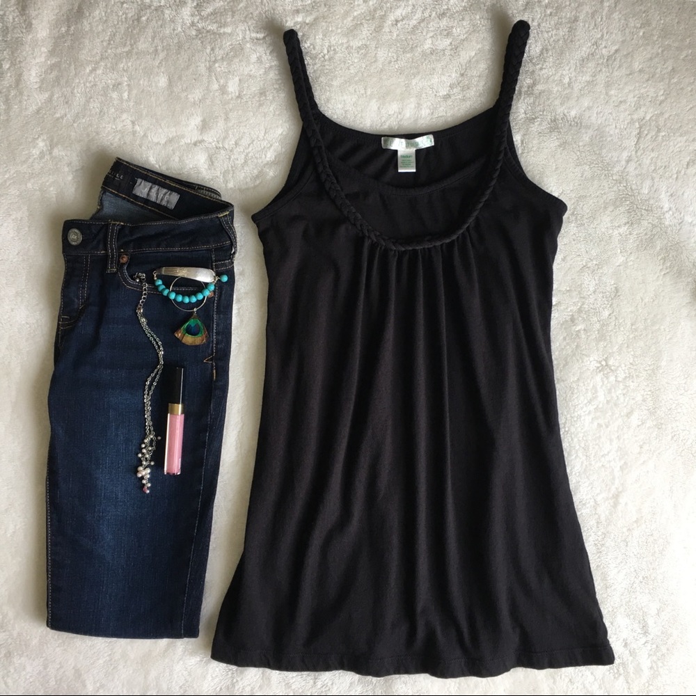{LOVE BY DESIGN} Braided Strap + Trim Tank Black